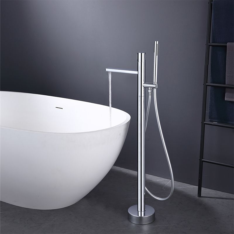 Floor Mounted Metal Freestanding Tub Filler Swivel Nickel Freestanding Faucet Clearhalo 'Bathroom Remodel & Bathroom Fixtures' 'Bathtub Faucets' 'bathtub_faucets' 'Home Improvement' 'home_improvement' 'home_improvement_bathtub_faucets' 1200x1200_44817370-40d4-479c-b8d5-f141d0f2a91e