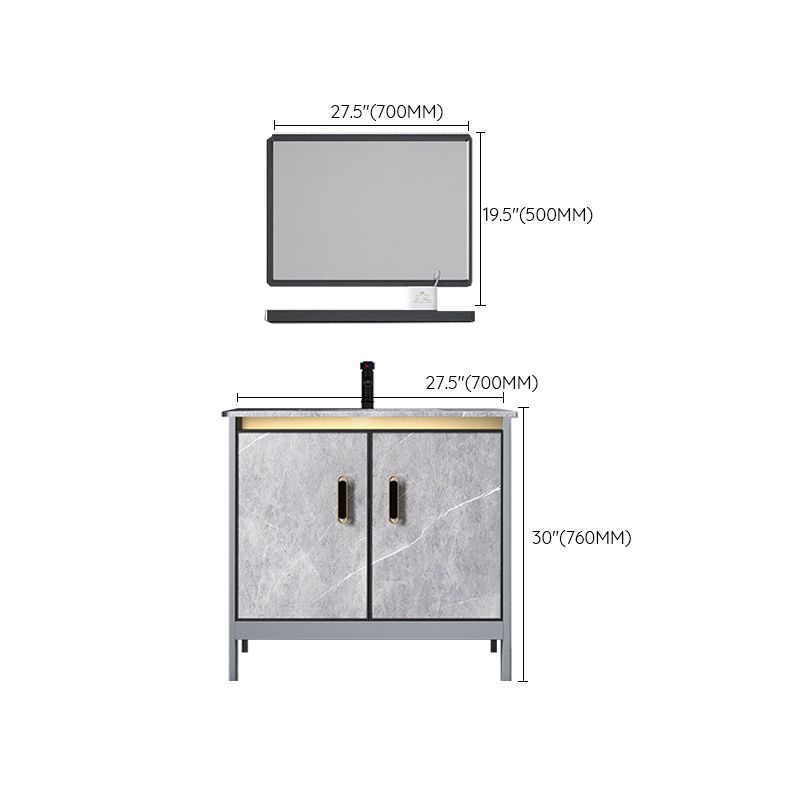 Contemporary Sink Cabinet Freestanding Mirror Cabinet Bathroom Vanity Set in Gray Clearhalo 'Bathroom Remodel & Bathroom Fixtures' 'Bathroom Vanities' 'bathroom_vanities' 'Home Improvement' 'home_improvement' 'home_improvement_bathroom_vanities' 1200x1200_44a187d8-01e5-4110-8d73-a9499da21d41