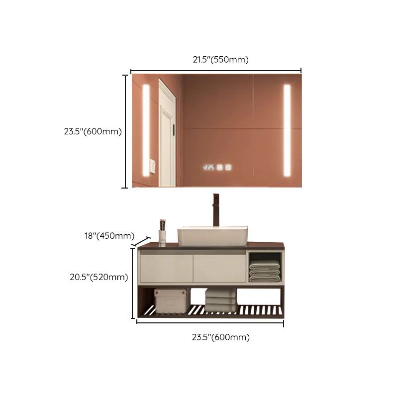 Modern Bathroom Sink Vanity Limestone Top Faucet and Shelving Included Clearhalo 'Bathroom Remodel & Bathroom Fixtures' 'Bathroom Vanities' 'bathroom_vanities' 'Home Improvement' 'home_improvement' 'home_improvement_bathroom_vanities' 1200x1200_44d3e05c-c1aa-4c10-ba4d-49a0901bf281