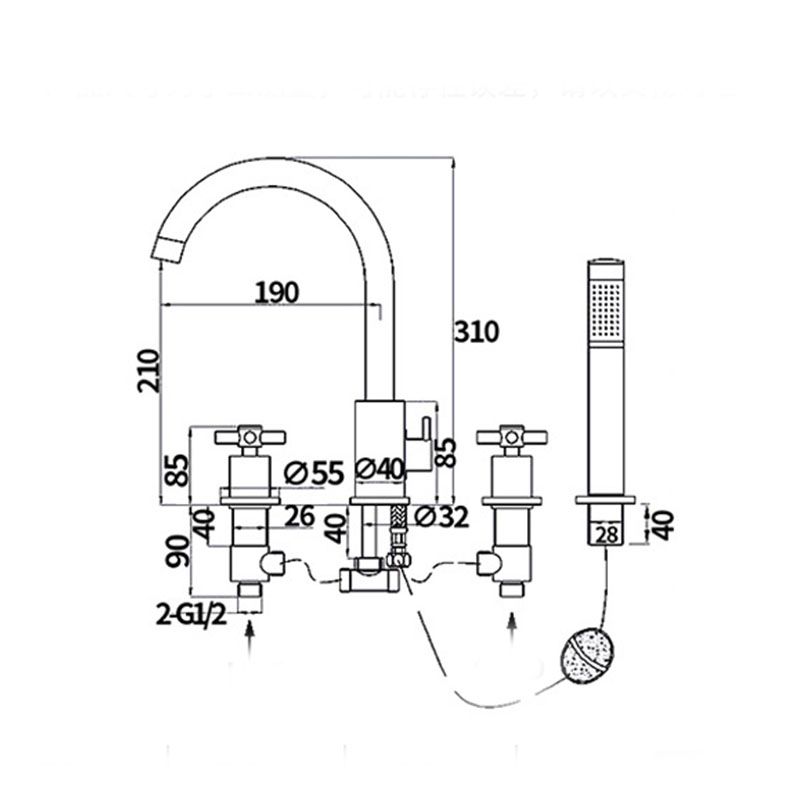 Industrial Roman Tub Faucet Trim High Arc Deck Mount Copper Bathtub Faucet Clearhalo 'Bathroom Remodel & Bathroom Fixtures' 'Bathtub Faucets' 'bathtub_faucets' 'Home Improvement' 'home_improvement' 'home_improvement_bathtub_faucets' 1200x1200_44dc6305-d0e0-49c3-9e90-33ef1d37aee7