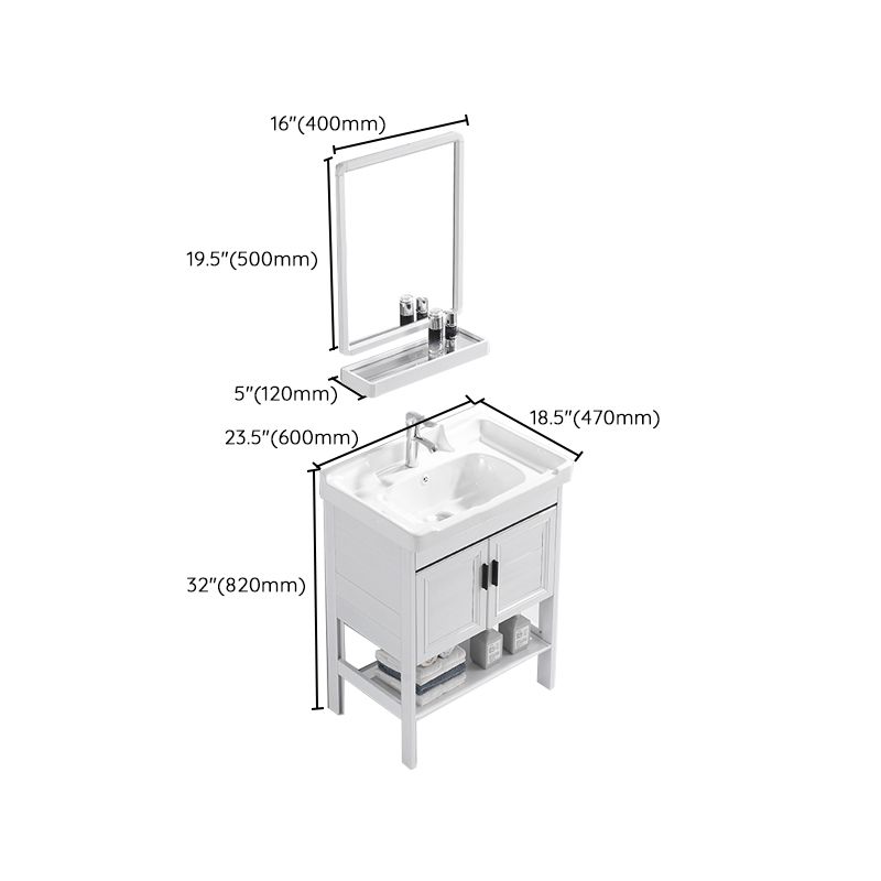 White Vanity Sink Doors Drawer Faucet Storage Shelf Vanity with Mirror Clearhalo 'Bathroom Remodel & Bathroom Fixtures' 'Bathroom Vanities' 'bathroom_vanities' 'Home Improvement' 'home_improvement' 'home_improvement_bathroom_vanities' 1200x1200_44de1c8d-1d62-4e25-8c84-63cac6b9ce79