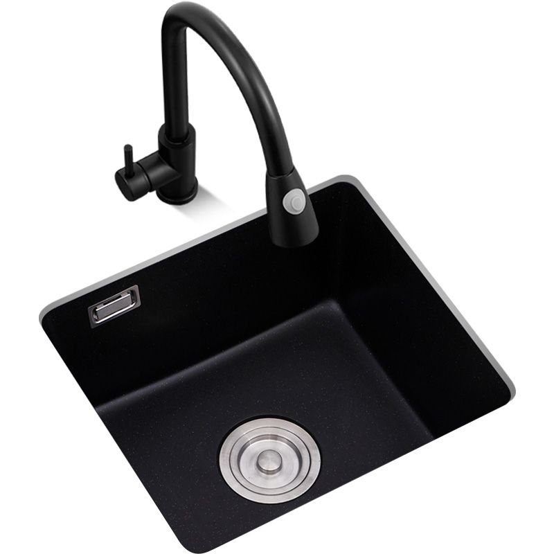 Black Undermount Kitchen Sink Single Bowl Quartz Sink with Drain Strainer Clearhalo 'Home Improvement' 'home_improvement' 'home_improvement_kitchen_sinks' 'Kitchen Remodel & Kitchen Fixtures' 'Kitchen Sinks & Faucet Components' 'Kitchen Sinks' 'kitchen_sinks' 1200x1200_44e4d922-5786-4761-82a9-a269791fda41