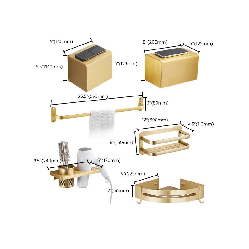 Modern Gold Bathroom Accessory Kit Towel Bar Bath Shelf Bath Hardware Set Clearhalo 'Bathroom Hardware Sets' 'Bathroom Hardware' 'Bathroom Remodel & Bathroom Fixtures' 'bathroom_hardware_sets' 'Home Improvement' 'home_improvement' 'home_improvement_bathroom_hardware_sets' 1200x1200_44f2a84d-7e27-4a2b-95d5-5b640d27d861