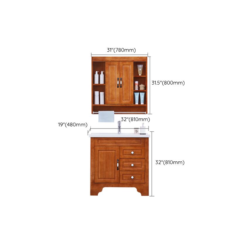 Traditional Wood Sink Vanity Freestanding Bathroom Vanity Set with Mirror Clearhalo 'Bathroom Remodel & Bathroom Fixtures' 'Bathroom Vanities' 'bathroom_vanities' 'Home Improvement' 'home_improvement' 'home_improvement_bathroom_vanities' 1200x1200_4553ec4e-3c82-4ab0-809d-82ad9712060d