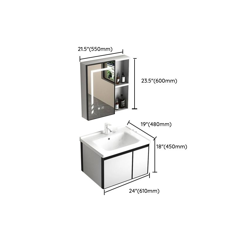 Modern Vanity Set Metal Frame Wall-Mounted with Soft Close Door Clearhalo 'Bathroom Remodel & Bathroom Fixtures' 'Bathroom Vanities' 'bathroom_vanities' 'Home Improvement' 'home_improvement' 'home_improvement_bathroom_vanities' 1200x1200_4592b078-4059-43a7-bada-dd36e51df008