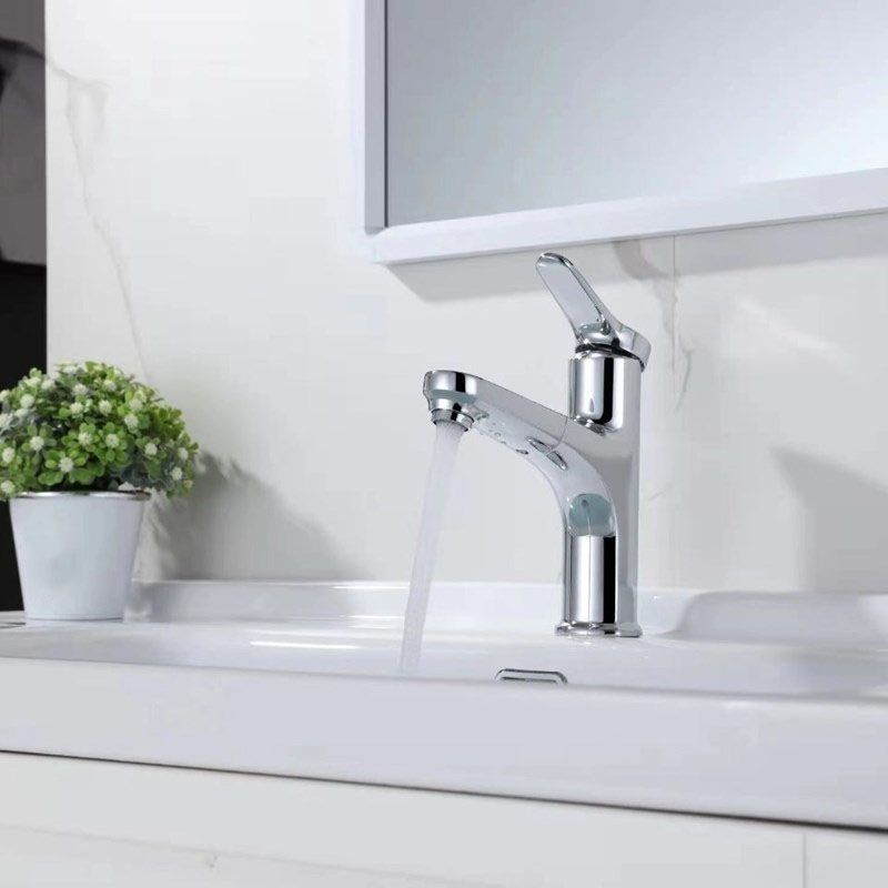 Modern Style Vessel Sink Faucet Lever Handle Copper Retractable Low Arc Vessel Faucet Clearhalo 'bathroom_sink_faucets' 'Conjunta de Baño y Conjunta de Grifo' 'Coronamiento de Baño y Dispositivo de Baño' 'Grifo del lavabo del baño' 'Hogar' 'home_improvement' 'home_improvement_bathroom_sink_faucets' 'Mejoras para el hogar' 1200x1200_45fb063a-5f1b-4c2a-b5a3-c5771eee1199