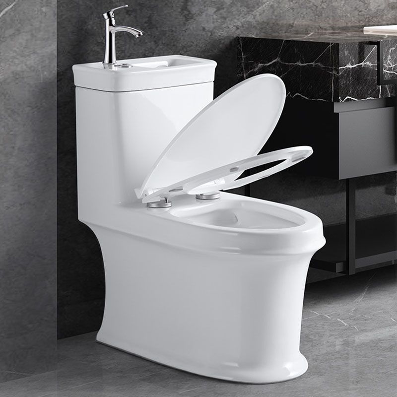 Traditional Porcelain Toilet One Piece Floor Mounted Siphon Jet Toilet -  Clearhalo