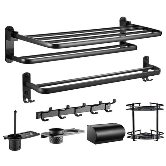 Modern Bathroom Accessory Kit Black Soap Dish Bath Shelf Bathroom Set Clearhalo 'Bathroom Hardware Sets' 'Bathroom Hardware' 'Bathroom Remodel & Bathroom Fixtures' 'bathroom_hardware_sets' 'Home Improvement' 'home_improvement' 'home_improvement_bathroom_hardware_sets' 1200x1200_46248442-7008-4c44-b7f0-676ea3a29635