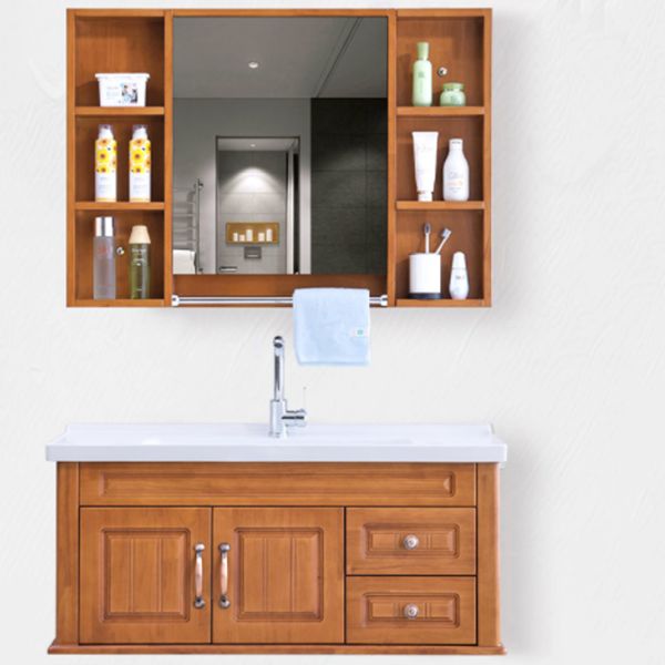 Wood Traditional Sink Vanity Freestanding Bathroom Vanity with Mirror Clearhalo 'Bathroom Remodel & Bathroom Fixtures' 'Bathroom Vanities' 'bathroom_vanities' 'Home Improvement' 'home_improvement' 'home_improvement_bathroom_vanities' 1200x1200_4640f0d2-c3d5-4f75-a76e-9160082978dc