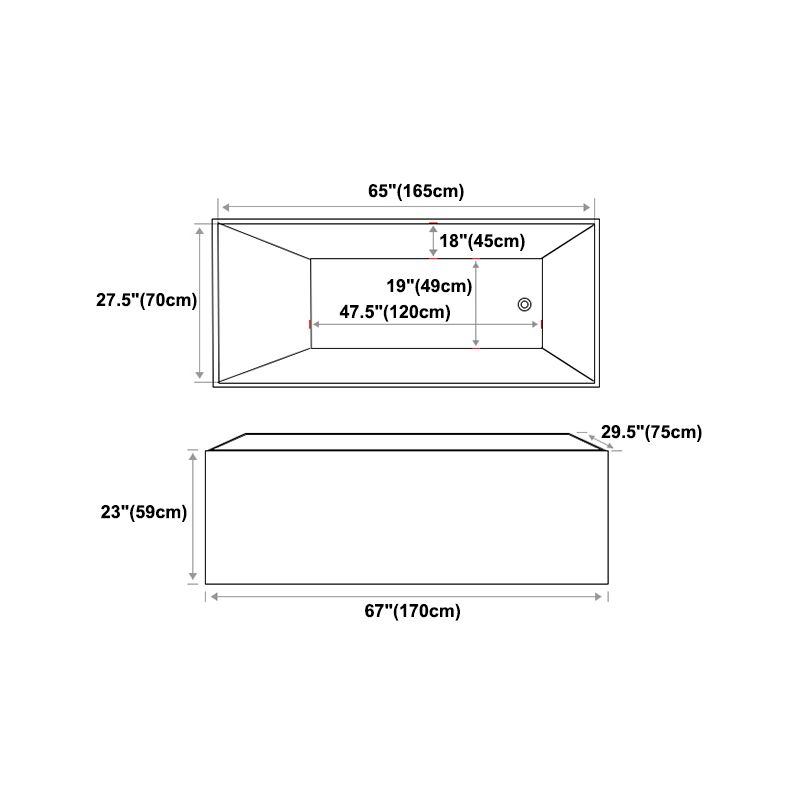 Modern Rectangular Tub Acrylic Freestanding Bathtub for Home Clearhalo 'Bathroom Remodel & Bathroom Fixtures' 'Bathtubs' 'Home Improvement' 'home_improvement' 'home_improvement_bathtubs' 'Showers & Bathtubs' 1200x1200_464d718f-175d-4179-820e-804a5f99d2de