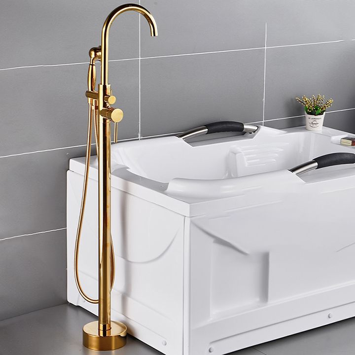 Floor Mounted Metal Freestanding Tub Filler One Hold Freestanding Tub Filler Trim Clearhalo 'Bathroom Remodel & Bathroom Fixtures' 'Bathtub Faucets' 'bathtub_faucets' 'Home Improvement' 'home_improvement' 'home_improvement_bathtub_faucets' 1200x1200_4656317c-aae5-4779-aefc-d71c17f2589c