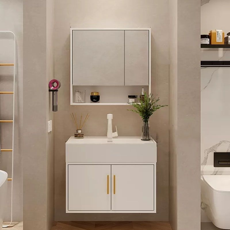 White Wall Mounted Standard Single-Sink Open Console with Sink Set Clearhalo 'Bathroom Remodel & Bathroom Fixtures' 'Bathroom Vanities' 'bathroom_vanities' 'Home Improvement' 'home_improvement' 'home_improvement_bathroom_vanities' 1200x1200_4659a152-d246-4e4c-baf0-a664214d75d8