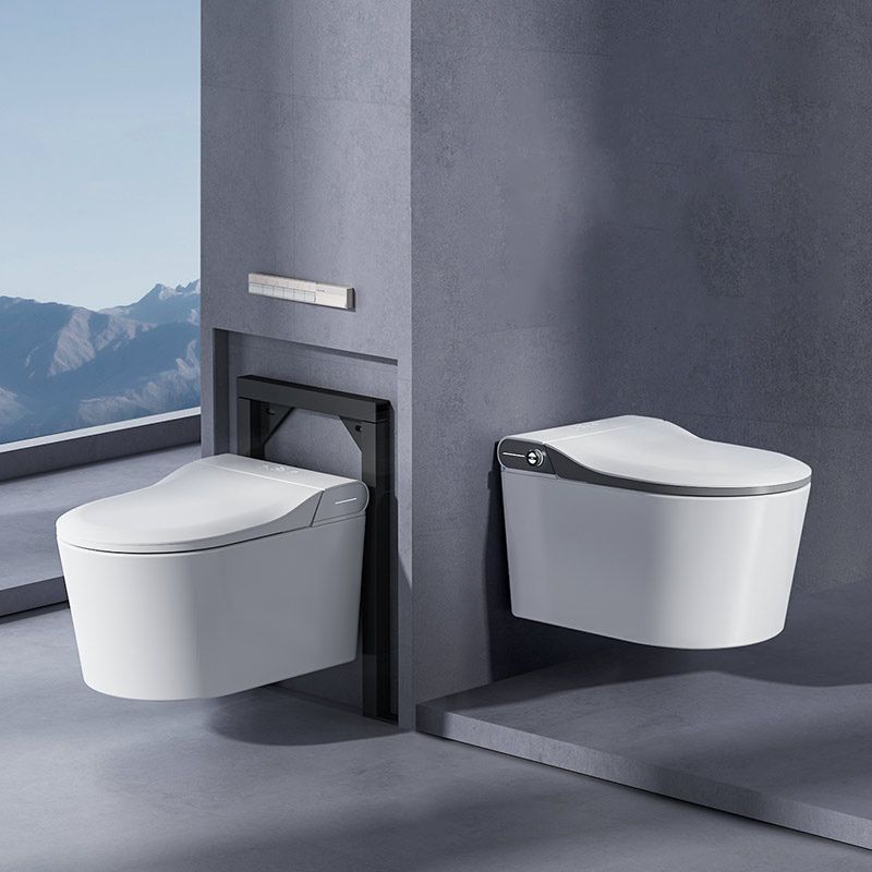 Elongated Wall Hung Toilet Set Foot Sensor Ceramic Wall Mounted Bidet Clearhalo 'Bathroom Remodel & Bathroom Fixtures' 'Bidets' 'Home Improvement' 'home_improvement' 'home_improvement_bidets' 'Toilets & Bidets' 1200x1200_468376f4-5af8-4cdb-b4a1-66a39ea4d0af