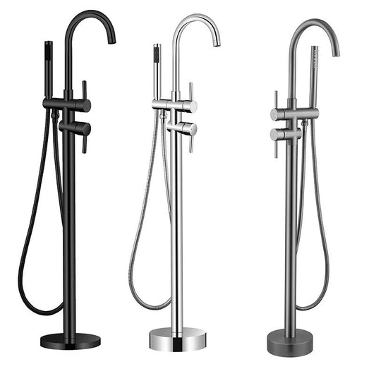 Floor Mounted Metal Freestanding Tub Filler Single Handle Freestanding Faucet Clearhalo 'Bathroom Remodel & Bathroom Fixtures' 'Bathtub Faucets' 'bathtub_faucets' 'Home Improvement' 'home_improvement' 'home_improvement_bathtub_faucets' 1200x1200_468d2c10-9e00-463a-8068-caf430cfe33e