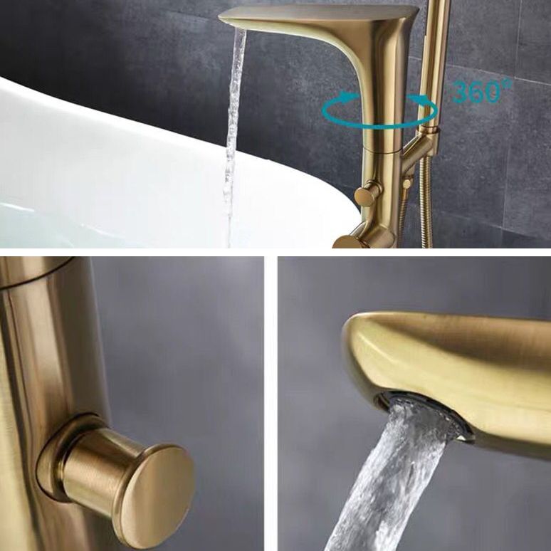 Floor Mounted Copper Bathtub Faucet Single Handle Freestanding Tub Filler Trim Clearhalo 'Bathroom Remodel & Bathroom Fixtures' 'Bathtub Faucets' 'bathtub_faucets' 'Home Improvement' 'home_improvement' 'home_improvement_bathtub_faucets' 1200x1200_4690fc45-4bcf-4b94-92c1-4e850d625abb