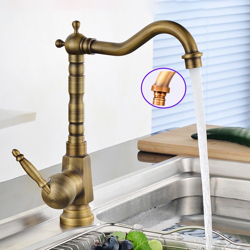 Traditional Bar Faucet with Brass Sprayer 1-Handle Kitchen Faucet Clearhalo 'Home Improvement' 'home_improvement' 'home_improvement_kitchen_faucets' 'Kitchen Faucets' 'Kitchen Remodel & Kitchen Fixtures' 'Kitchen Sinks & Faucet Components' 'kitchen_faucets' 1200x1200_46a41a77-1545-4997-b53a-7e84ebf2aa17