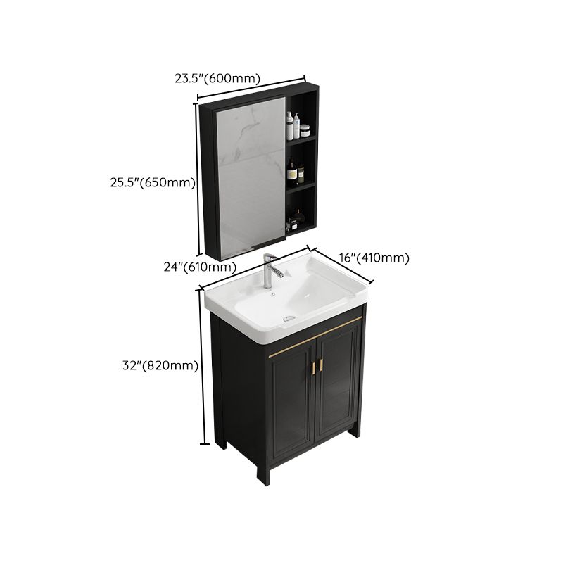 Rectangular Bathroom Vanity Single-Sink Glam Black Freestanding Vanity Set Clearhalo 'Bathroom Remodel & Bathroom Fixtures' 'Bathroom Vanities' 'bathroom_vanities' 'Home Improvement' 'home_improvement' 'home_improvement_bathroom_vanities' 1200x1200_46a786a8-e974-4f2a-bf99-a92bd10f809a