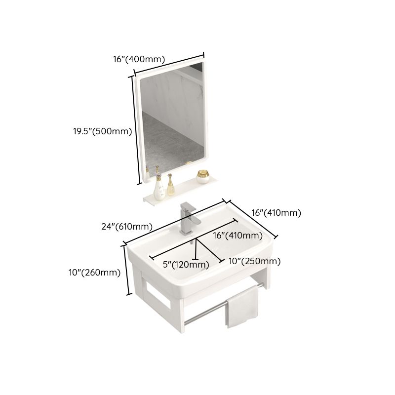 Wall Mounted Vanity Set White Storage Shelf Faucet Sink Vanity with Mirror Clearhalo 'Bathroom Remodel & Bathroom Fixtures' 'Bathroom Vanities' 'bathroom_vanities' 'Home Improvement' 'home_improvement' 'home_improvement_bathroom_vanities' 1200x1200_46c81952-1d26-4868-80d9-7fa011573fcb