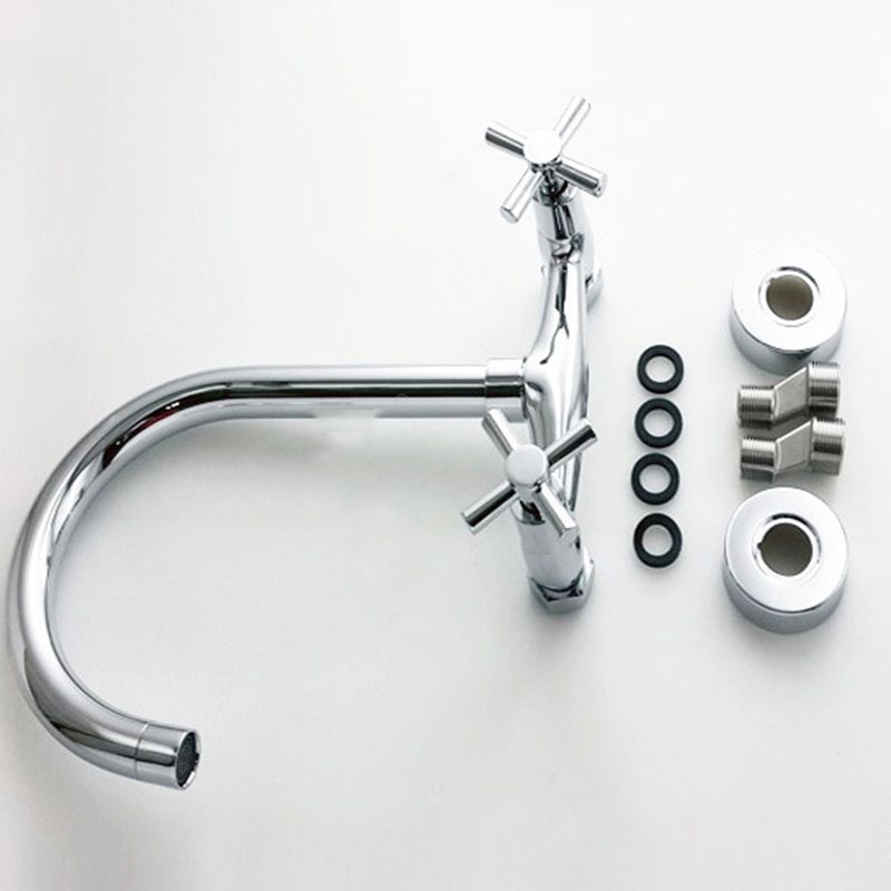 Modern 2-Handle Bathroom Sink Faucet 3 Hole Wall Mounted Bathroom Faucet with High-Arc Clearhalo 'bathroom_sink_faucets' 'Conjuntos de Torneiras de Lavatório e Banheiro' 'home_improvement' 'home_improvement_bathroom_sink_faucets' 'Mobiliário Doméstico' 'Página inicial' 'Renovação e equipamento de casa de banho' 'Torneira para lavatório de banheiro' 1200x1200_46cda12a-a5b4-4560-a005-47486d015534