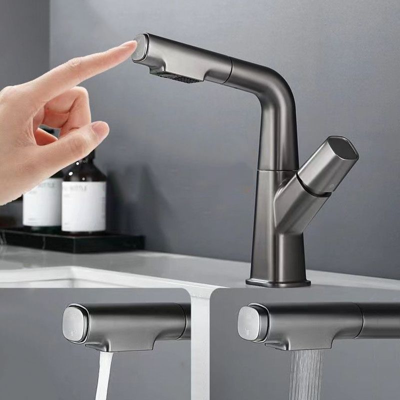 Pull-out 1 Hole Bathroom Faucet with Water Hose Vessel Faucet Clearhalo 'bathroom_sink_faucets' 'Conjunta de Baño y Conjunta de Grifo' 'Coronamiento de Baño y Dispositivo de Baño' 'Grifo del lavabo del baño' 'Hogar' 'home_improvement' 'home_improvement_bathroom_sink_faucets' 'Mejoras para el hogar' 1200x1200_46f83d42-0275-4b5a-a94a-0f878cb3eacd