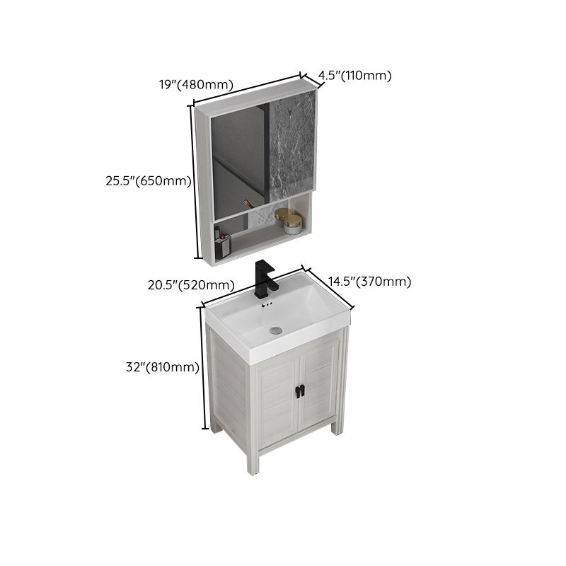 Rectangular Modern Bathroom Vanity White Metal Frame Single-Sink Vanity Set Clearhalo 'Bathroom Remodel & Bathroom Fixtures' 'Bathroom Vanities' 'bathroom_vanities' 'Home Improvement' 'home_improvement' 'home_improvement_bathroom_vanities' 1200x1200_4737c8a3-8718-4f5b-9ebf-962bd357cf38