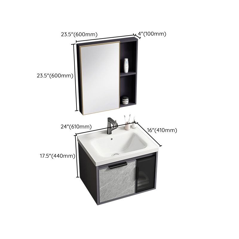 Single Sink Bathroom Sink Vanity Metal Wall Mounted Bathroom Sink Vanity Clearhalo 'Bathroom Remodel & Bathroom Fixtures' 'Bathroom Vanities' 'bathroom_vanities' 'Home Improvement' 'home_improvement' 'home_improvement_bathroom_vanities' 1200x1200_479fe0fc-3132-4851-bd70-7b7032b678f0