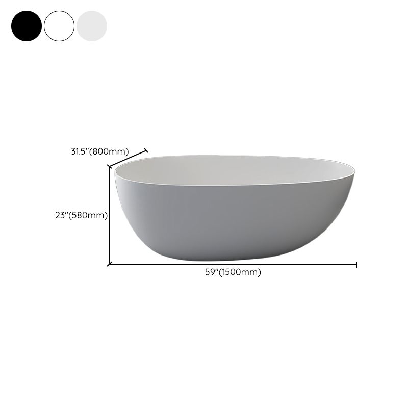 Modern Style Oval Freestanding Bathtub Stone Bathtub with Overflow Trim Clearhalo 'Bathroom Remodel & Bathroom Fixtures' 'Bathtubs' 'Home Improvement' 'home_improvement' 'home_improvement_bathtubs' 'Showers & Bathtubs' 1200x1200_47af494d-5143-4087-8aaf-729ca57a9177