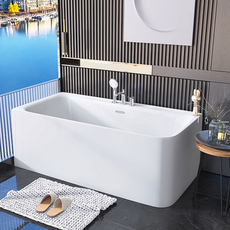 Modern Acrylic Rectangle Bathtub Soaking Back to Wall Bathtub with Drain and Overflow Trim Clearhalo 'Bathroom Remodel & Bathroom Fixtures' 'Bathtubs' 'Home Improvement' 'home_improvement' 'home_improvement_bathtubs' 'Showers & Bathtubs' 1200x1200_47b9750b-f987-467a-877b-860ff0e9dbf1