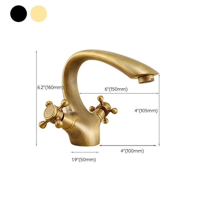 Glam Vessel Faucet 1 Hole Bathroom Faucet with 2 Cross Handles Clearhalo 'bathroom_sink_faucets' 'Conjuntos de Torneiras de Lavatório e Banheiro' 'home_improvement' 'home_improvement_bathroom_sink_faucets' 'Mobiliário Doméstico' 'Página inicial' 'Renovação e equipamento de casa de banho' 'Torneira para lavatório de banheiro' 1200x1200_47f82fc4-9300-4c3b-8e80-b435b78d779a