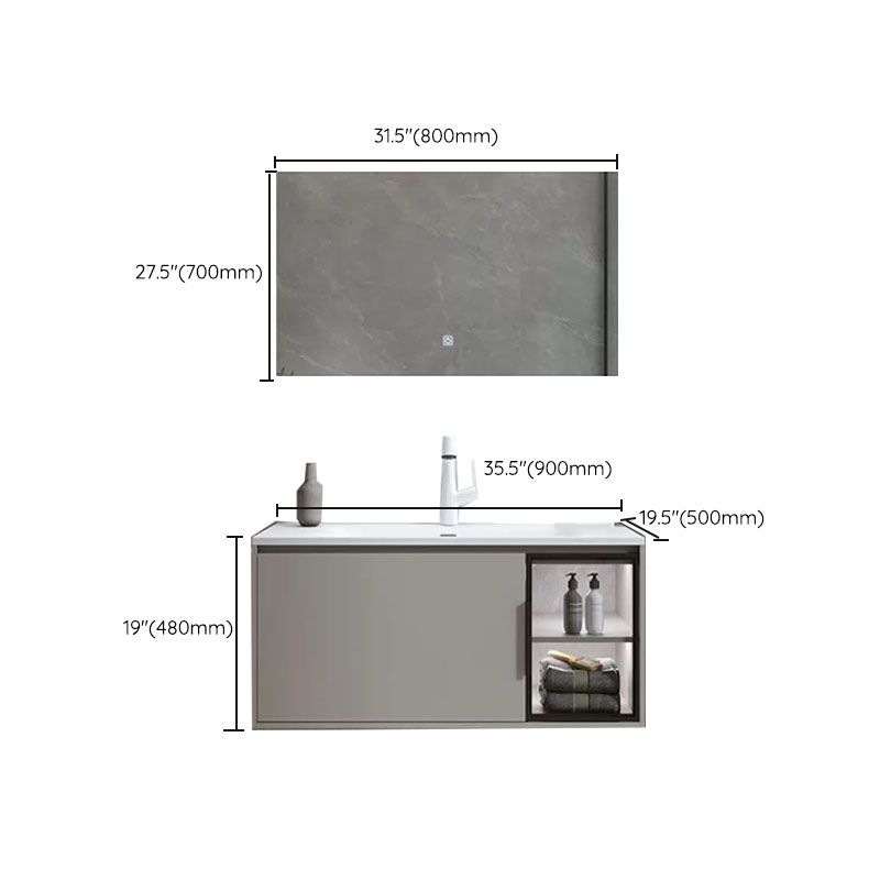 Modern Bathroom Sink Vanity Stainless Steel Wall-Mounted with Soft Close Door Clearhalo 'Bathroom Remodel & Bathroom Fixtures' 'Bathroom Vanities' 'bathroom_vanities' 'Home Improvement' 'home_improvement' 'home_improvement_bathroom_vanities' 1200x1200_480981ef-41a8-4df5-acf2-c95f442c27c9