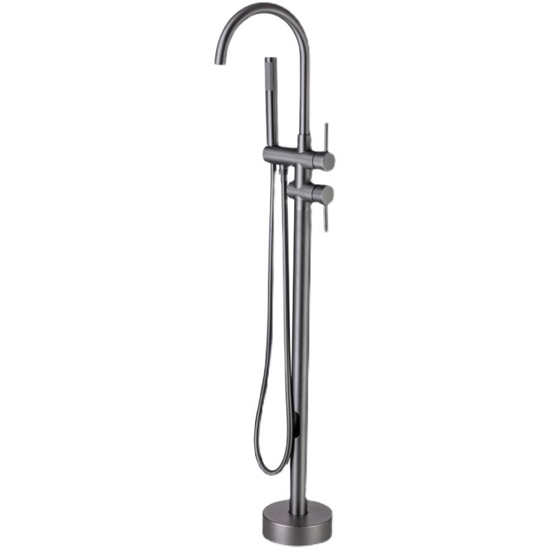 Floor Mounted Metal Freestanding Tub Filler High Arc Freestanding Faucet with Hose Clearhalo 'Bathroom Remodel & Bathroom Fixtures' 'Bathtub Faucets' 'bathtub_faucets' 'Home Improvement' 'home_improvement' 'home_improvement_bathtub_faucets' 1200x1200_482f65bf-9d3f-40e8-b218-48c57c88be44