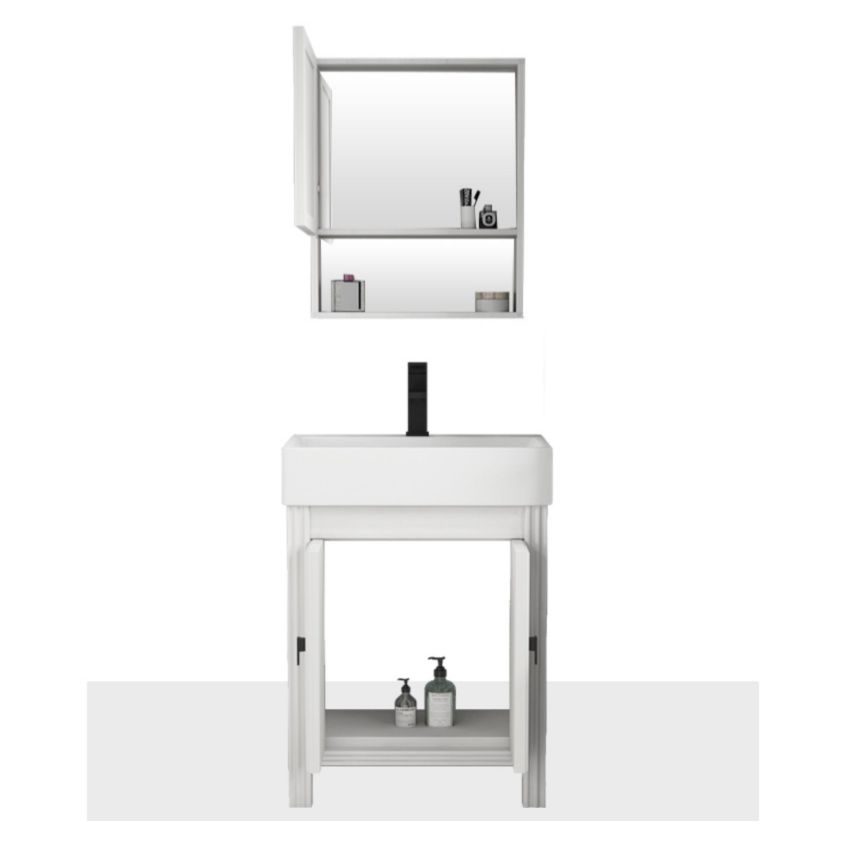 Rectangular Modern Bathroom Vanity White Metal Frame Single-Sink Vanity Set Clearhalo 'Bathroom Remodel & Bathroom Fixtures' 'Bathroom Vanities' 'bathroom_vanities' 'Home Improvement' 'home_improvement' 'home_improvement_bathroom_vanities' 1200x1200_4838156f-6b5a-4ff5-b533-2a4fbc3d7b5f