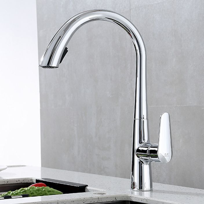 Modern Bar Faucet Brass Pulldown Sprayer Swivel Spout Lever Handles Kitchen Faucet Clearhalo 'Home Improvement' 'home_improvement' 'home_improvement_kitchen_faucets' 'Kitchen Faucets' 'Kitchen Remodel & Kitchen Fixtures' 'Kitchen Sinks & Faucet Components' 'kitchen_faucets' 1200x1200_483c7f23-7160-4d92-8e58-baaa03399cfa