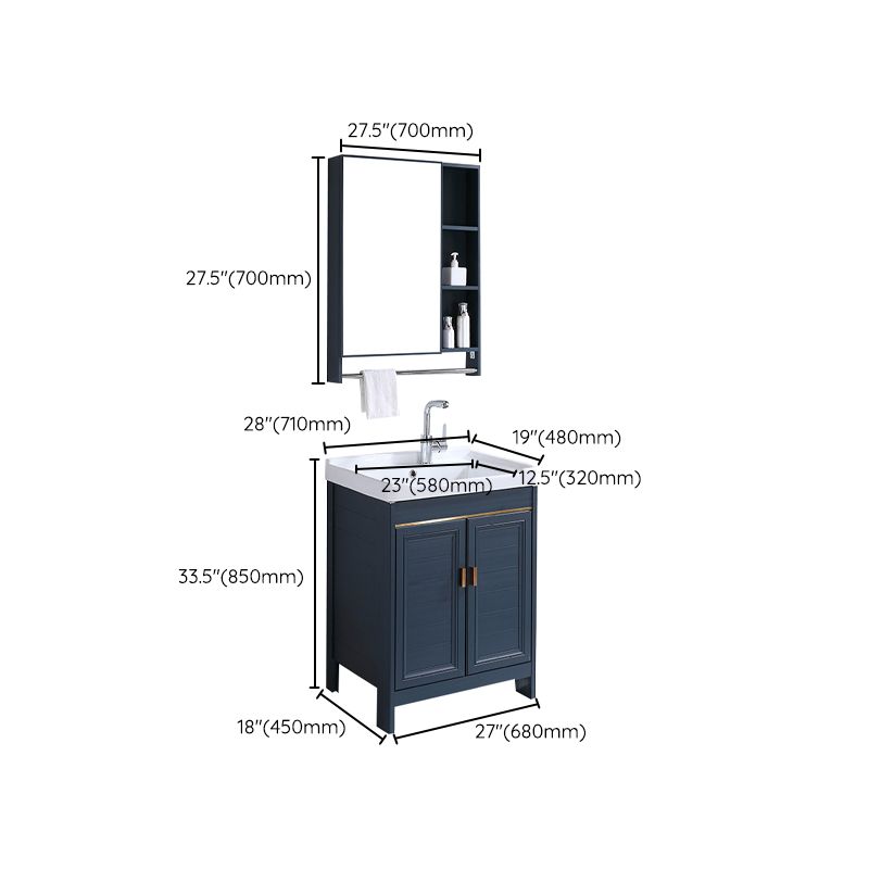 Modern Bathroom Vanity Set Single Freestanding 2 Doors Rectangular Sink Vanity Clearhalo 'Bathroom Remodel & Bathroom Fixtures' 'Bathroom Vanities' 'bathroom_vanities' 'Home Improvement' 'home_improvement' 'home_improvement_bathroom_vanities' 1200x1200_4854b026-10df-45ae-97bf-9c2a907d18d9