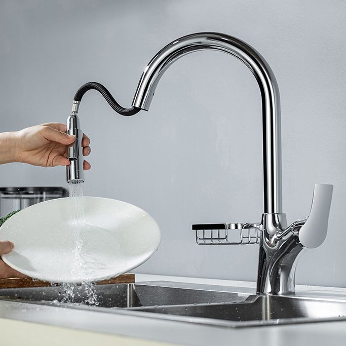 Modern Bar Faucet Brass Pulldown Sprayer Swivel Spout Kitchen Sink Faucet Clearhalo 'Home Improvement' 'home_improvement' 'home_improvement_kitchen_faucets' 'Kitchen Faucets' 'Kitchen Remodel & Kitchen Fixtures' 'Kitchen Sinks & Faucet Components' 'kitchen_faucets' 1200x1200_48818c5b-b590-4aec-b87a-f14d3831f35d