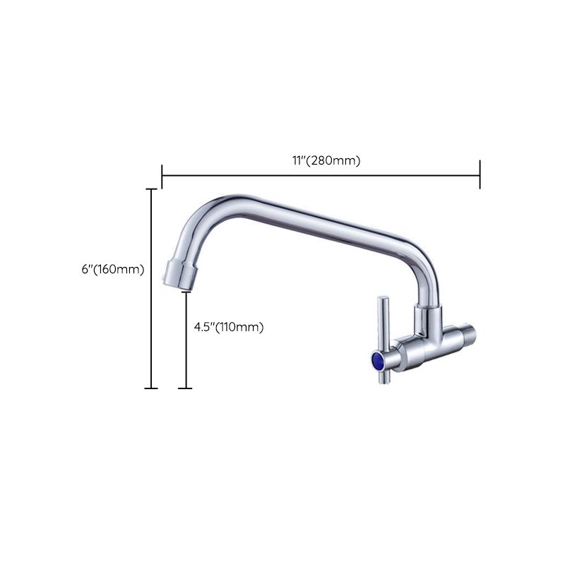 Modern Single Handle Kitchen Faucet Wall-mounted Water Faucet in Chrome Clearhalo 'Home Improvement' 'home_improvement' 'home_improvement_kitchen_faucets' 'Kitchen Faucets' 'Kitchen Remodel & Kitchen Fixtures' 'Kitchen Sinks & Faucet Components' 'kitchen_faucets' 1200x1200_4882d3db-9fcf-4492-8e85-f5c23b8672e8