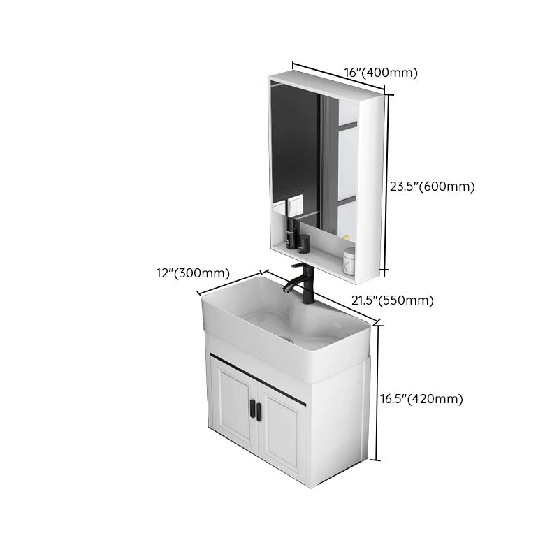 Modern White Ceramic Top Vanity Single-Sink Rectangular Wall Mount Vanity Clearhalo 'Bathroom Remodel & Bathroom Fixtures' 'Bathroom Vanities' 'bathroom_vanities' 'Home Improvement' 'home_improvement' 'home_improvement_bathroom_vanities' 1200x1200_48cd70b9-5098-47fb-94a5-cbdaa5f0fbcb