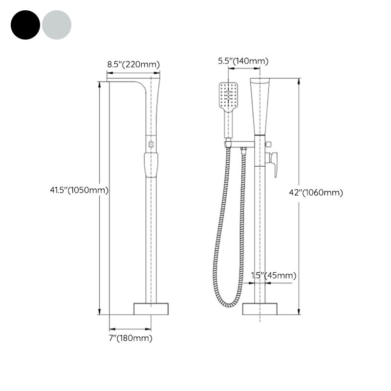 Floor Mounted Copper Bathtub Faucet Single Handle Freestanding Tub Filler Trim Clearhalo 'Bathroom Remodel & Bathroom Fixtures' 'Bathtub Faucets' 'bathtub_faucets' 'Home Improvement' 'home_improvement' 'home_improvement_bathtub_faucets' 1200x1200_4946d177-8b86-4ee5-9418-cc4a37d14c5e