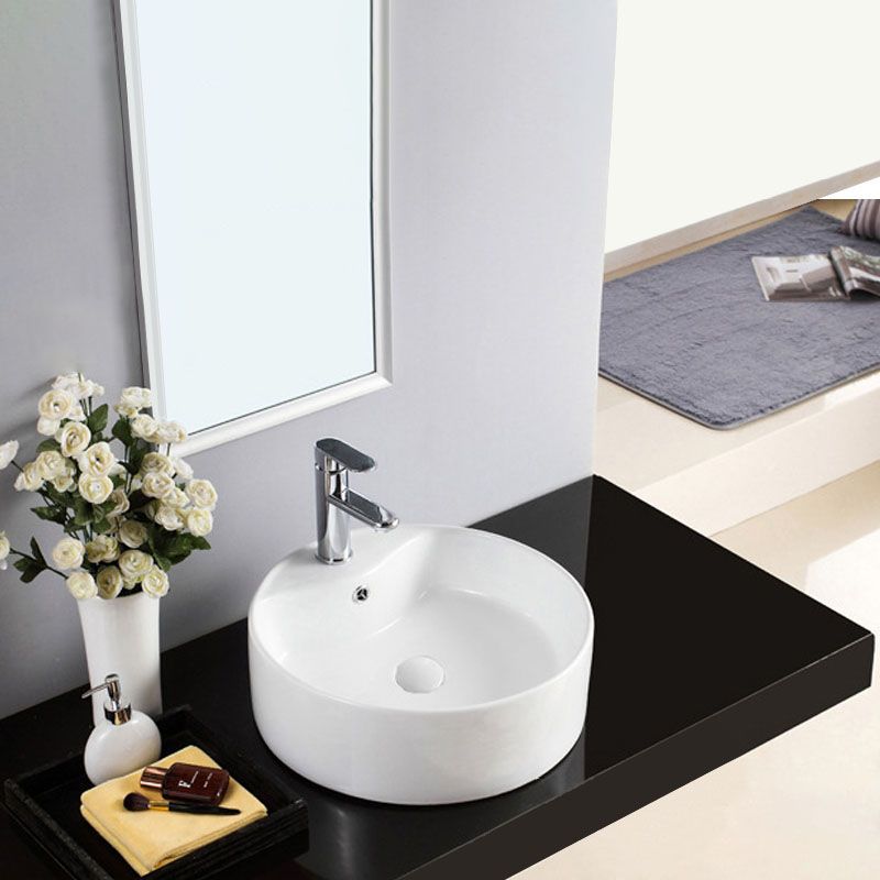 Contemporary Bathroom Sink Porcelain Trough Sink with Round Shape(Not Included Faucets) Clearhalo 'Bathroom Remodel & Bathroom Fixtures' 'Bathroom Sinks & Faucet Components' 'Bathroom Sinks' 'bathroom_sink' 'Home Improvement' 'home_improvement' 'home_improvement_bathroom_sink' 1200x1200_4948f54c-5237-4216-b38b-c597b726e6ec