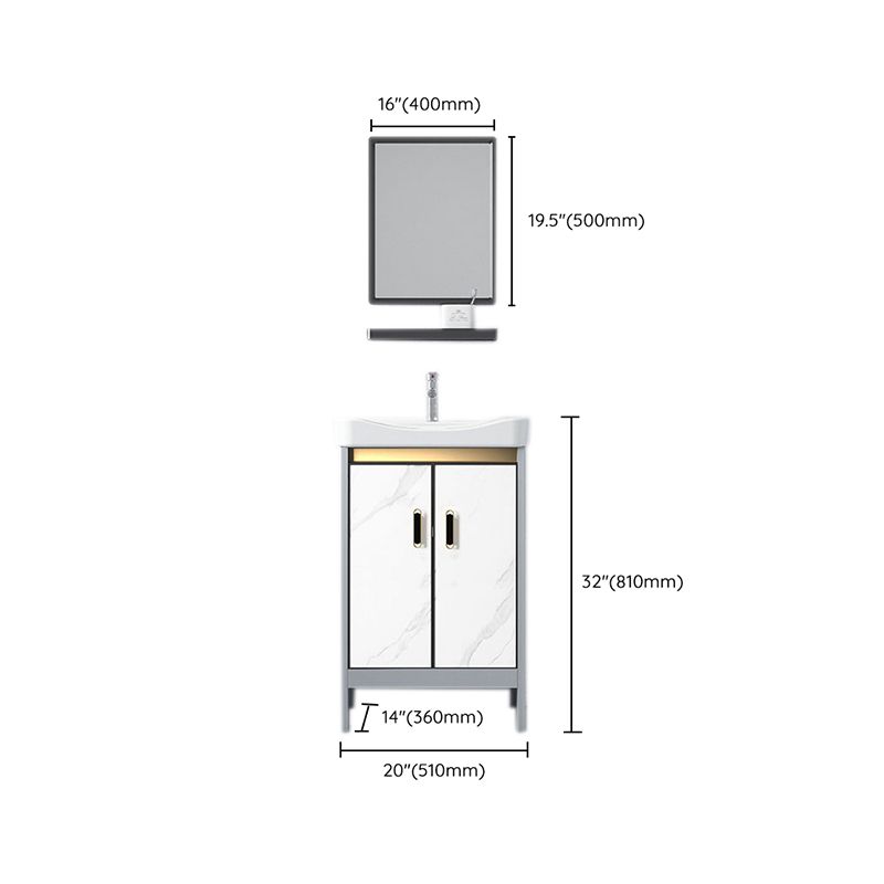 White Vanity Set Single Sink Freestanding Metal Mirror Bathroom Vanity with Faucet Clearhalo 'Bathroom Remodel & Bathroom Fixtures' 'Bathroom Vanities' 'bathroom_vanities' 'Home Improvement' 'home_improvement' 'home_improvement_bathroom_vanities' 1200x1200_49746141-2256-4a3a-a1e6-7468031c0008