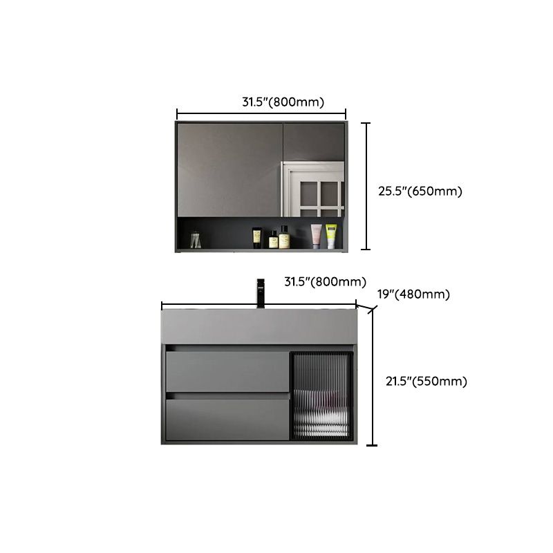 Contemporary Bathroom Vanity Wall-Mounted Single Sink with Soft Close Door Clearhalo 'Bathroom Remodel & Bathroom Fixtures' 'Bathroom Vanities' 'bathroom_vanities' 'Home Improvement' 'home_improvement' 'home_improvement_bathroom_vanities' 1200x1200_49ada4b4-c8e4-4981-ad36-658385ade393