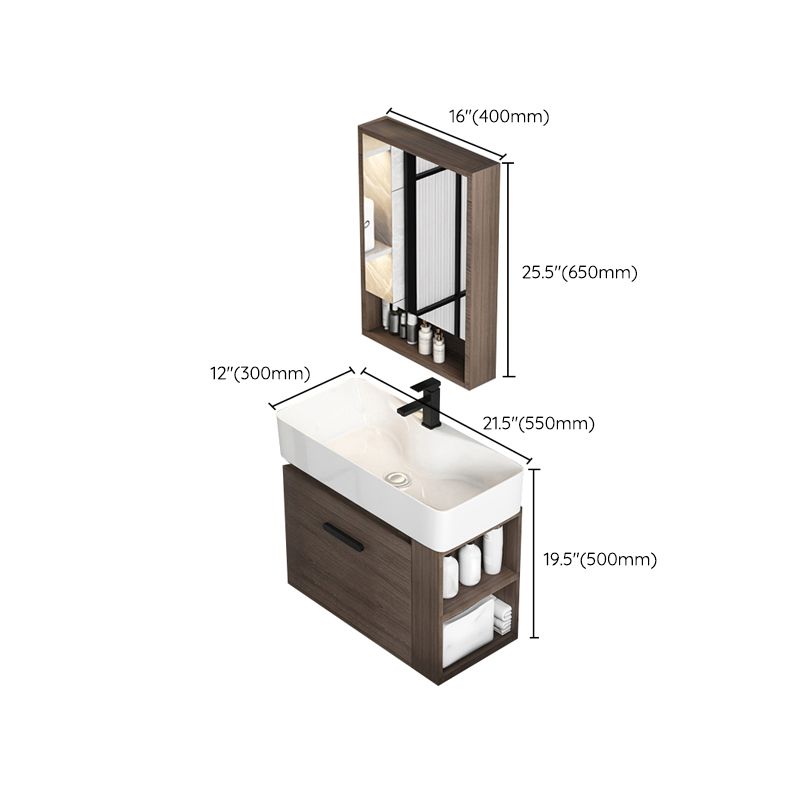 Modern Single Sink Vanity Wall Mount Brown Wooden Vanity Set Clearhalo 'Bathroom Remodel & Bathroom Fixtures' 'Bathroom Vanities' 'bathroom_vanities' 'Home Improvement' 'home_improvement' 'home_improvement_bathroom_vanities' 1200x1200_49e1e71a-375d-475d-84ae-33a0407a0b04