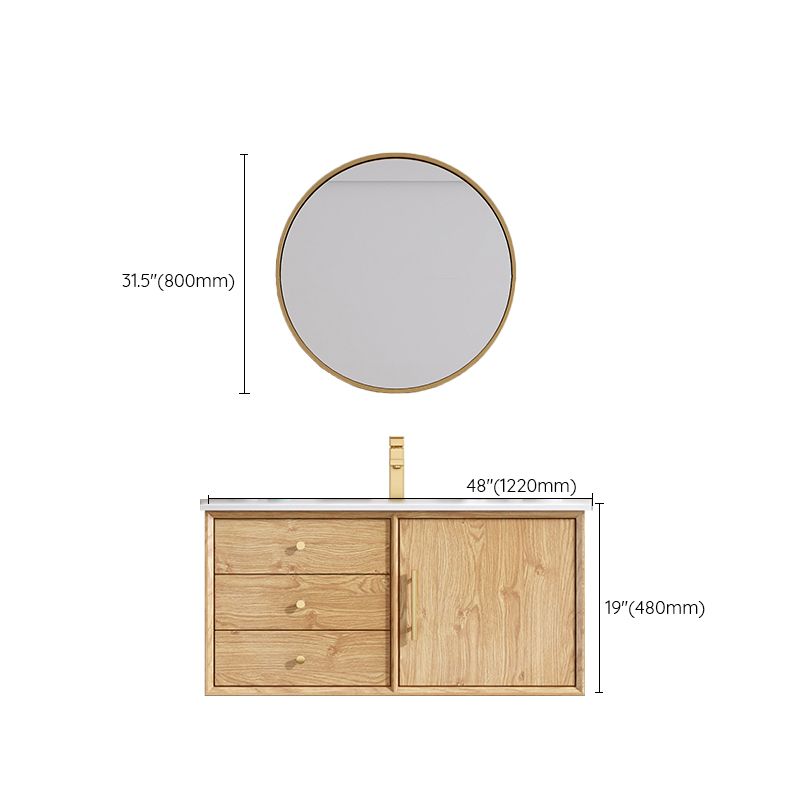 Wood Freestanding Vanity Set Drawers Rectangle Single Sink Bathroom Vanity with Mirror Clearhalo 'Bathroom Remodel & Bathroom Fixtures' 'Bathroom Vanities' 'bathroom_vanities' 'Home Improvement' 'home_improvement' 'home_improvement_bathroom_vanities' 1200x1200_49e9fa74-8ee3-41e0-bf5b-742f6101c822