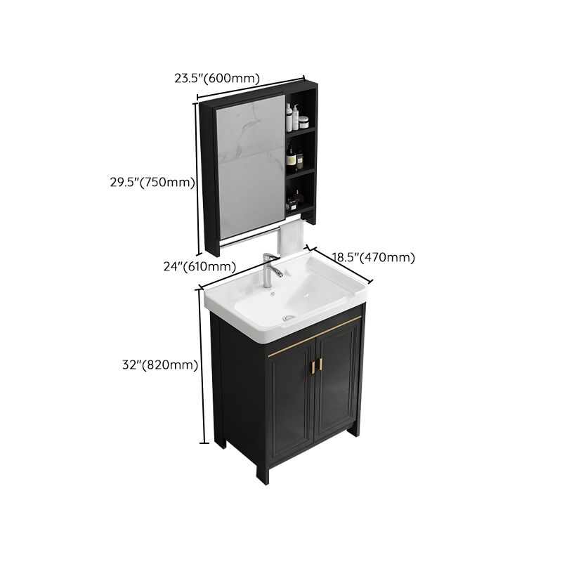 Rectangular Bathroom Vanity Single-Sink Glam Black Freestanding Vanity Set Clearhalo 'Bathroom Remodel & Bathroom Fixtures' 'Bathroom Vanities' 'bathroom_vanities' 'Home Improvement' 'home_improvement' 'home_improvement_bathroom_vanities' 1200x1200_4a1c1cbc-9e06-444e-84a6-80089bde9dd6