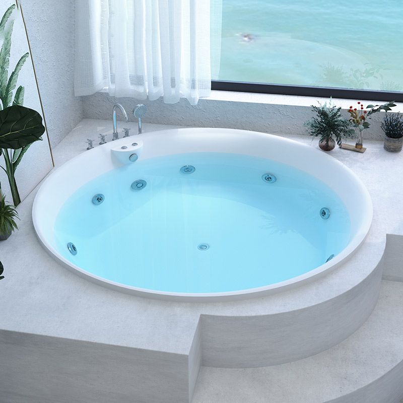 Modern Round Acrylic Embedded Bathtub with Drain Bath Tub and Massage Device Clearhalo 'Bathroom Remodel & Bathroom Fixtures' 'Bathtubs' 'Home Improvement' 'home_improvement' 'home_improvement_bathtubs' 'Showers & Bathtubs' 1200x1200_4a63ae37-7f45-4016-96ed-b082e69431ac