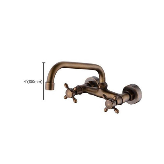 Industrial Tub Spout Trim Wall Mounted Full Copper Dual Cross Handle Low Arc Tub Faucet Clearhalo 'Bathroom Remodel & Bathroom Fixtures' 'Bathtub Faucets' 'bathtub_faucets' 'Home Improvement' 'home_improvement' 'home_improvement_bathtub_faucets' 1200x1200_4a7882c6-3473-43df-9d09-b36ad4015791