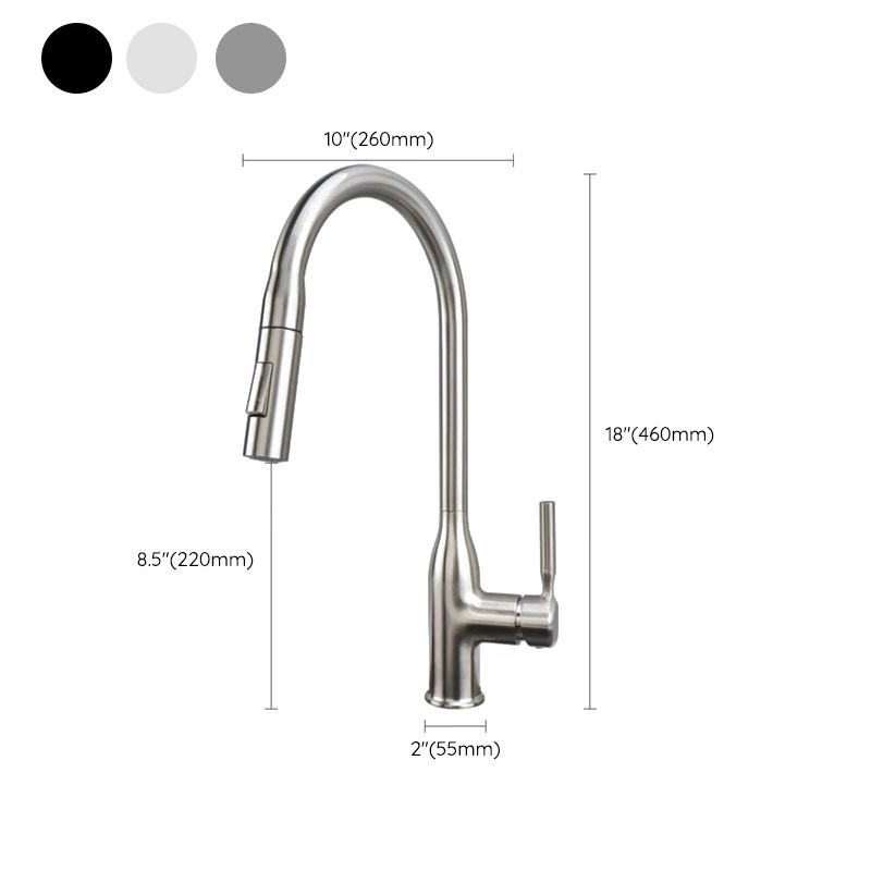 Contemporary Faucet Copper Single Handle High Arc Retractable Faucet for Kitchen Clearhalo 'Home Improvement' 'home_improvement' 'home_improvement_kitchen_faucets' 'Kitchen Faucets' 'Kitchen Remodel & Kitchen Fixtures' 'Kitchen Sinks & Faucet Components' 'kitchen_faucets' 1200x1200_4a857ec2-558d-49bd-ab2c-1d668b15cd86