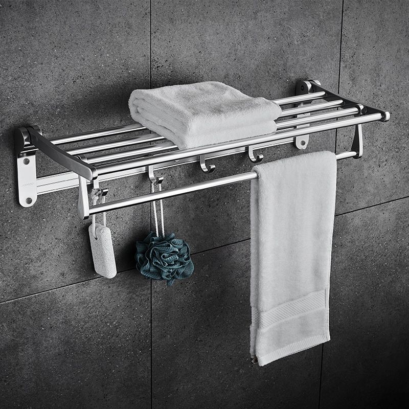 Contemporary Bathroom Accessory Set in Aluminum with Towel Bar/Bath Shelf Clearhalo 'Bathroom Hardware Sets' 'Bathroom Hardware' 'Bathroom Remodel & Bathroom Fixtures' 'bathroom_hardware_sets' 'Home Improvement' 'home_improvement' 'home_improvement_bathroom_hardware_sets' 1200x1200_4a8c5a89-ce92-4f7e-9058-a3da7512a8f3