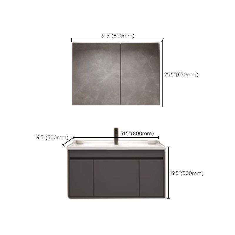 Wall Mount Modern Bathroom Vanity Set with Faucet Mirror Sink Clearhalo 'Bathroom Remodel & Bathroom Fixtures' 'Bathroom Vanities' 'bathroom_vanities' 'Home Improvement' 'home_improvement' 'home_improvement_bathroom_vanities' 1200x1200_4a9a95b0-2310-4d35-aa71-49ff852d0645