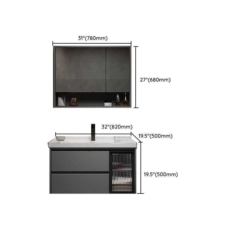 Modern Gray Wood Rectangular Wall Mount Open Console with Sink Set Clearhalo 'Bathroom Remodel & Bathroom Fixtures' 'Bathroom Vanities' 'bathroom_vanities' 'Home Improvement' 'home_improvement' 'home_improvement_bathroom_vanities' 1200x1200_4aa43dd3-6bb7-4e4f-a00a-c21bc72fa77b